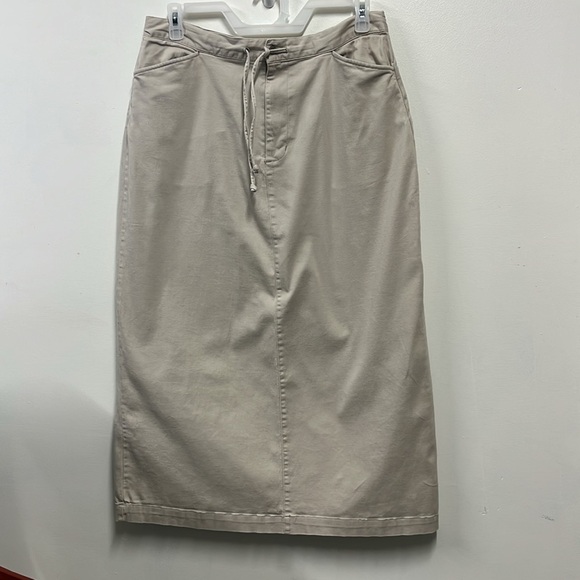 Cherokee long skirt pockets beige Cotton Women’s XL Vintage Fitted Maxi w/Slit - Picture 1 of 9